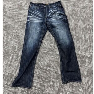 Salvage Supply Co Mayhem Bootleg Jeans Mens 34L Dark Wash Whiskered Denim SLVG